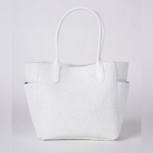 B. May Chantilly embossed white leather tote with side pockets